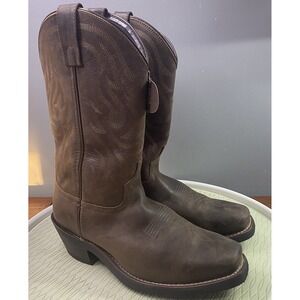 Laredo Outlaw Forge Men Leather Western Cowboy Boots Brown Square Toe 8D NWT